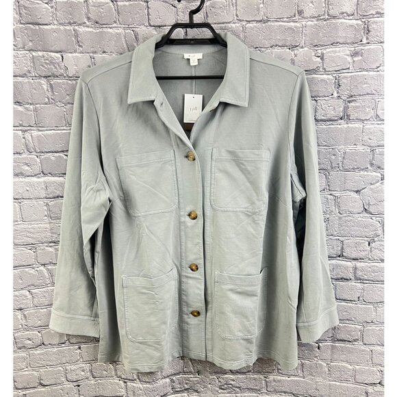 J. Jill Jackets & Blazers - J. Jill Garment-Dyed Anorak Jacket Light Blustone Blue 2X  NWT Shacket